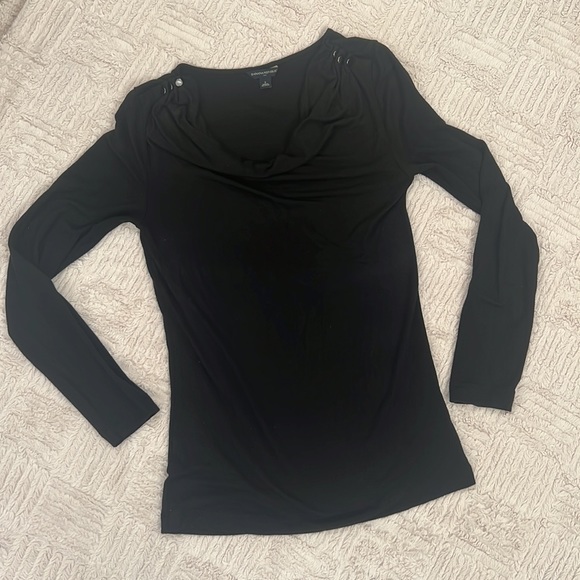 Banana Republic black long sleeve top cowl neck with button detail Size Small - Picture 1 of 16